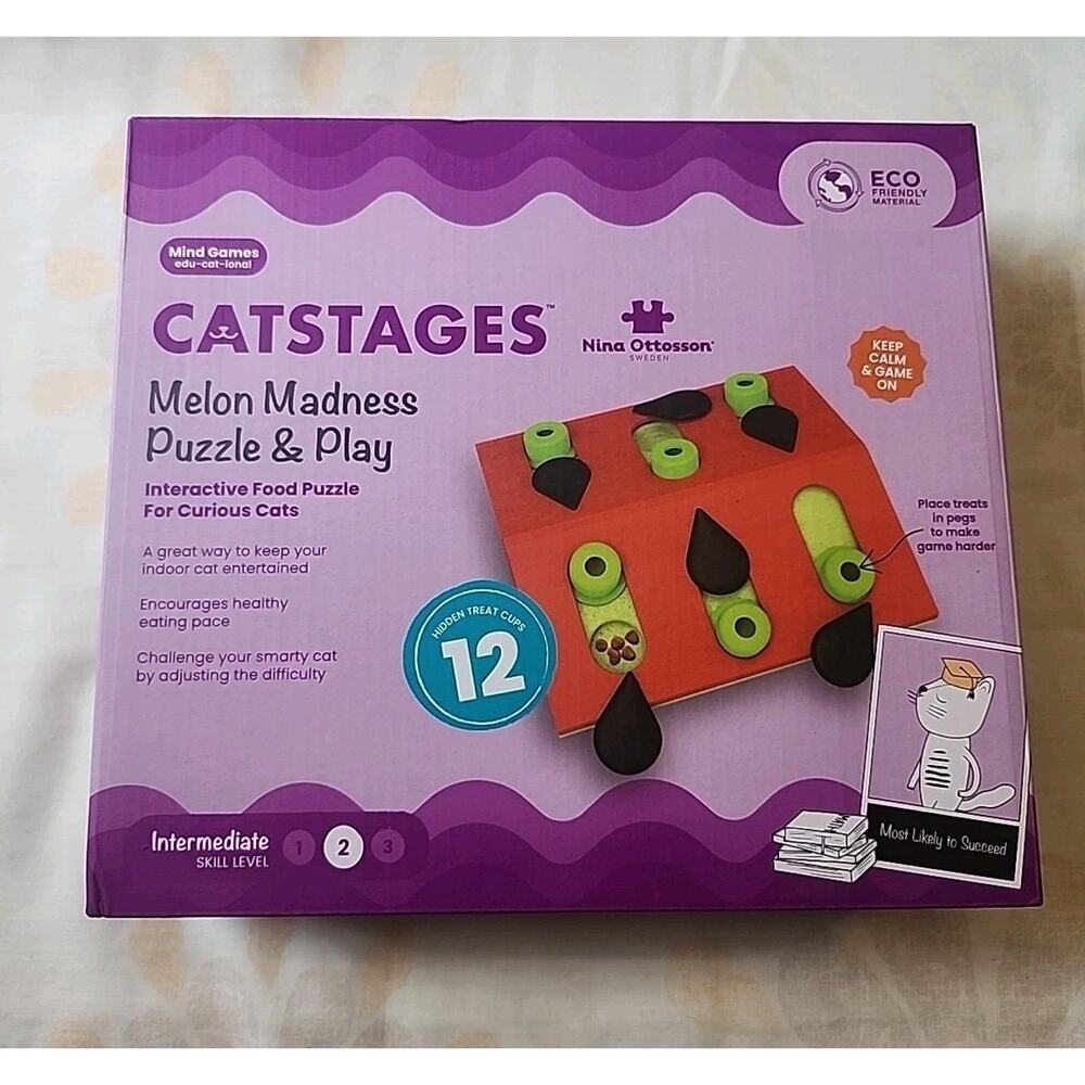 Catstages Melon Madness Puzzle Play Interactive Food Puzzle 12 Treat Cups